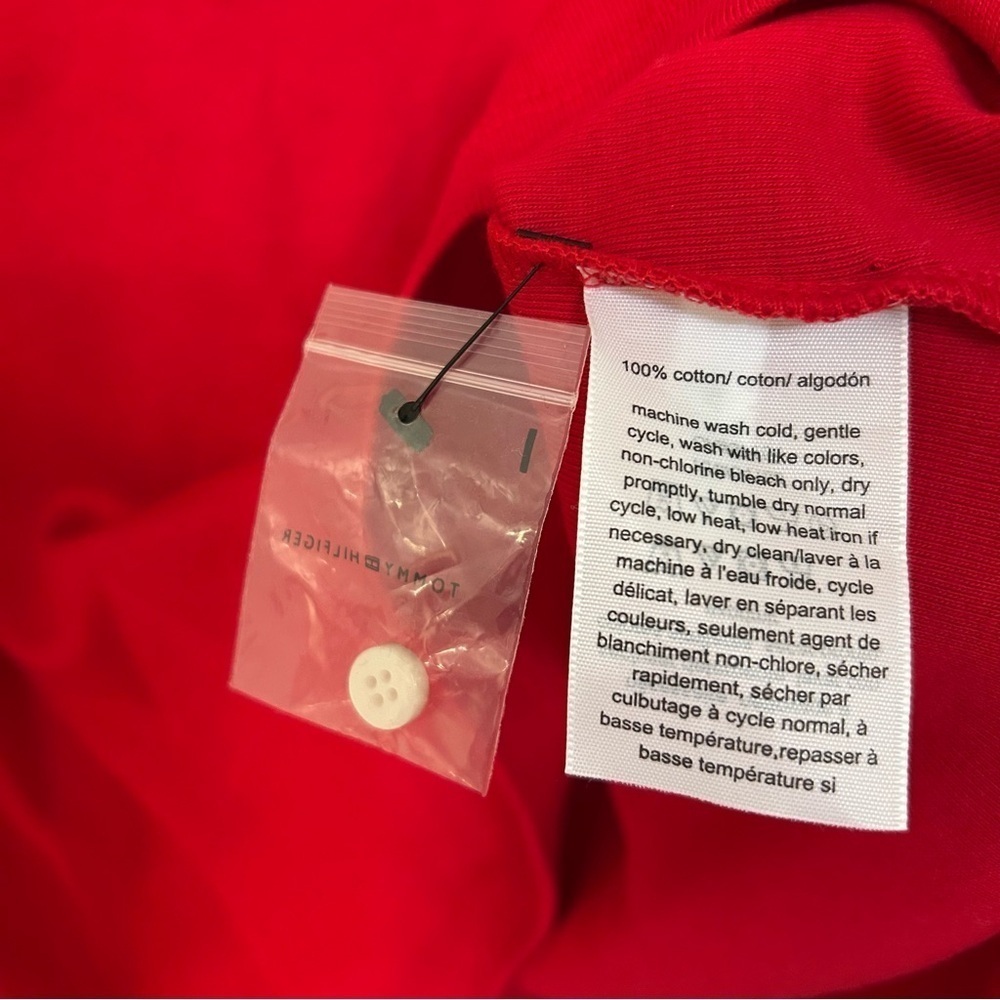 Tommy Hilfiger Women's Short-Sleeve Polo Top in Scarlet Size S - Picture 3 of 5